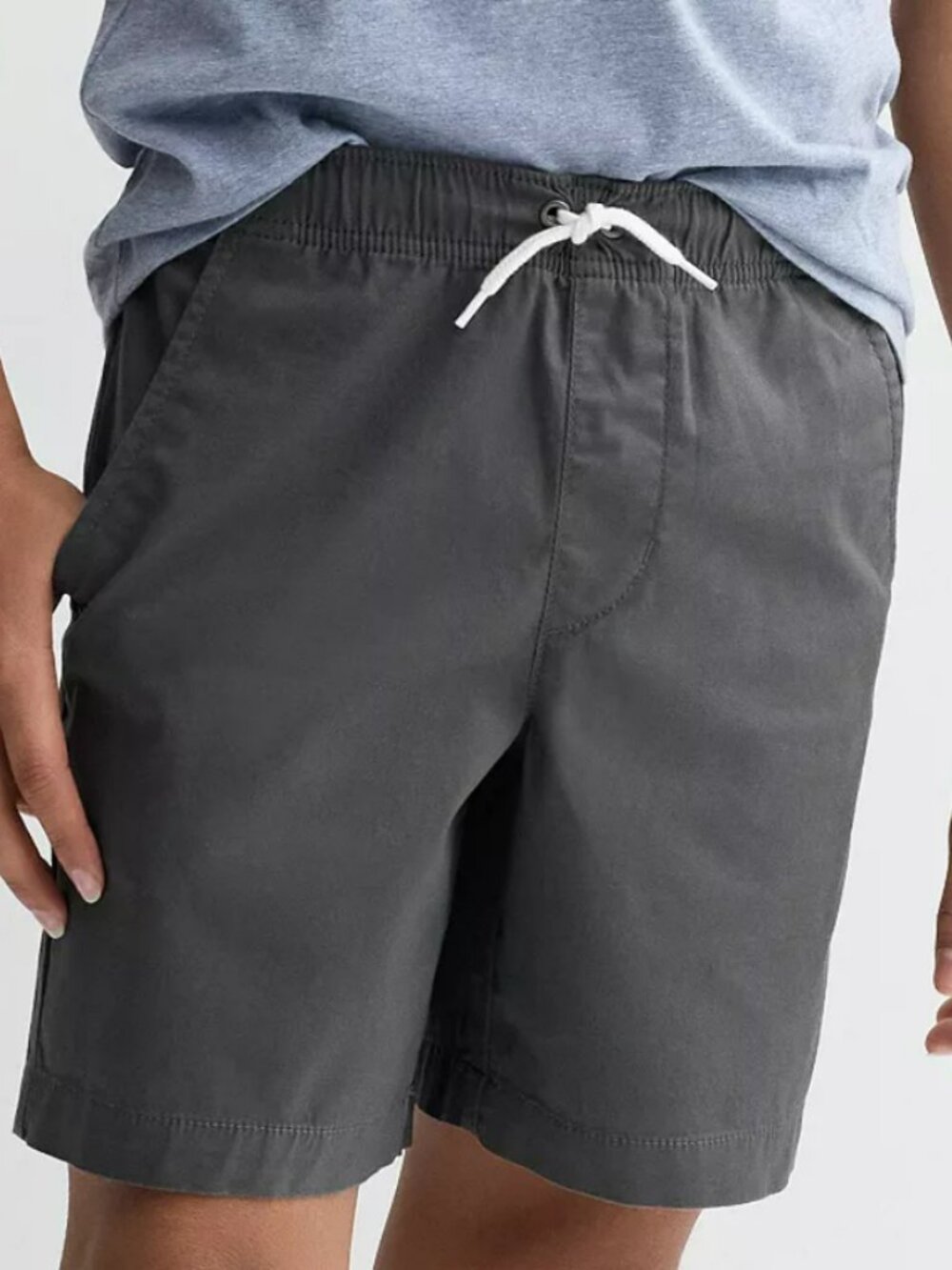 Cat & Jack Regular Woven Cotton Drawstring Elastic Waist Pull-On Shorts in Gray